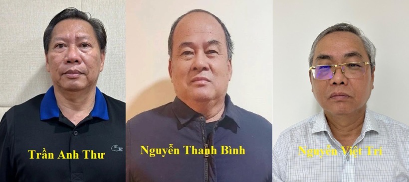 Cựu Chủ tịch UBND tỉnh An Giang Nguyễn Thanh Bình và hai thuộc cấp. (Ảnh: Bộ Công an).